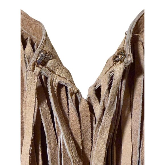 Vintage Suede Fringe Jacket L Tan Western Cowgirl Rodeo Boho 100% Leather - Picture 4 of 12